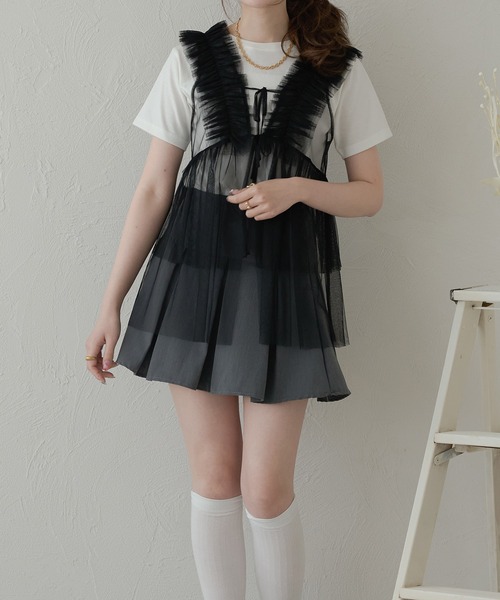 Ambre Neige(アンブルネージュ)の「2way tulle frill tops / 2wayチュールフリルトップス(その他トップス・レディース・ライトグレー/ブラック/アイボリー/ベビーピンク・FREE)」の15枚目の写真