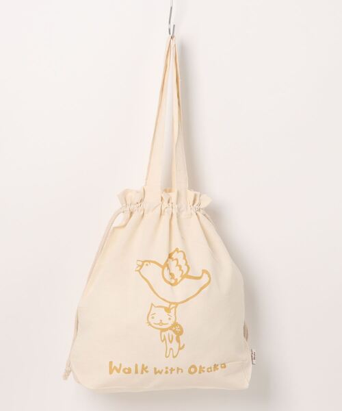 チャイハネ（チャイハネ）の「【チャイハネ】さすらいネコおかか 巾着エコバッグ（エコバッグ/サブバッグ・レディース・ブラック/ブラウン/グリーン・FREE）」の3枚目の写真