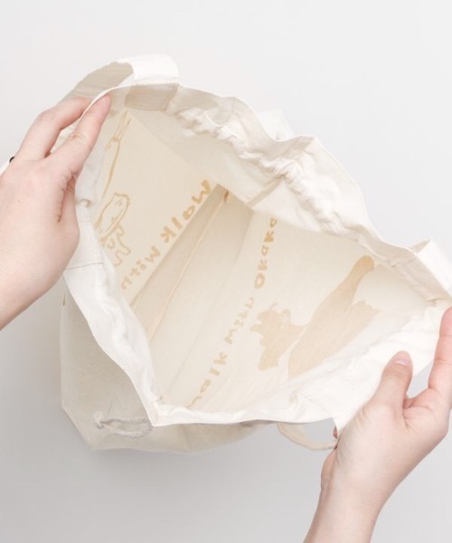 チャイハネ（チャイハネ）の「【チャイハネ】さすらいネコおかか 巾着エコバッグ（エコバッグ/サブバッグ・レディース・ブラック/ブラウン/グリーン・FREE）」の8枚目の写真