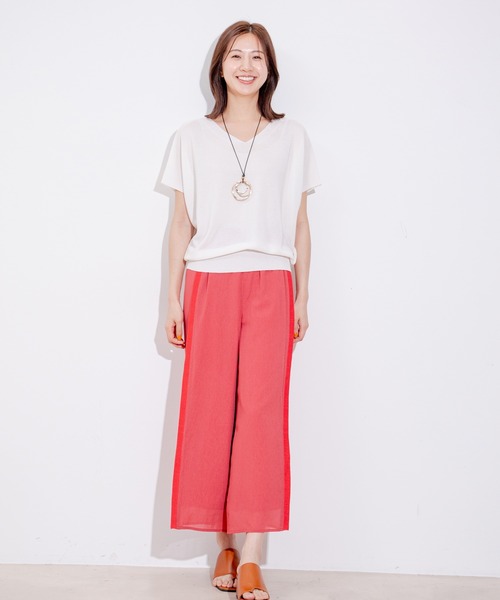 Jayro(ジャイロ)の「麻調シアーニット切替パンツ(その他パンツ・レディース・レッド/ホワイト系その他/ネイビー・FREE)」の7枚目の写真