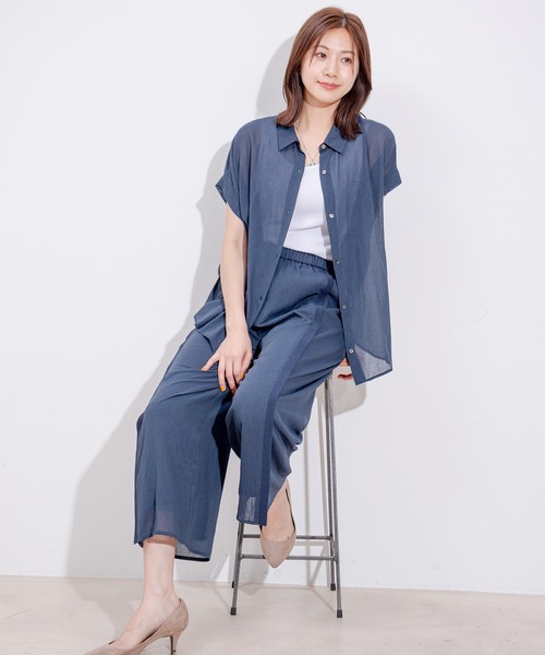 Jayro(ジャイロ)の「麻調シアーニット切替パンツ(その他パンツ・レディース・レッド/ホワイト系その他/ネイビー・FREE)」の12枚目の写真
