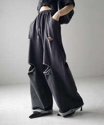 ピグメントダメージワイドスウェットパンツ / pigment damage wide sweatpants