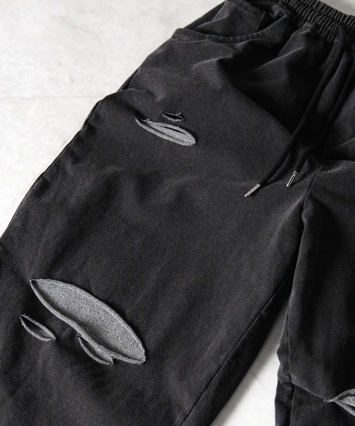 ピグメントダメージワイドスウェットパンツ ／ pigment damage