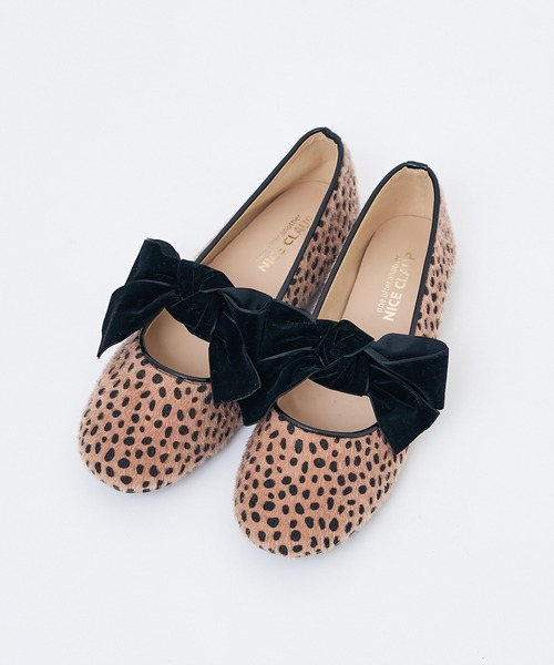 one after another NICE CLAUP（ワンアフターアナザーナイスクラップ）の「リボンカンフーシューズ/WEB限定アイテム（バレエシューズ・レディース・ゴールド/レオパード・LL/S/M/L）」の6枚目の写真