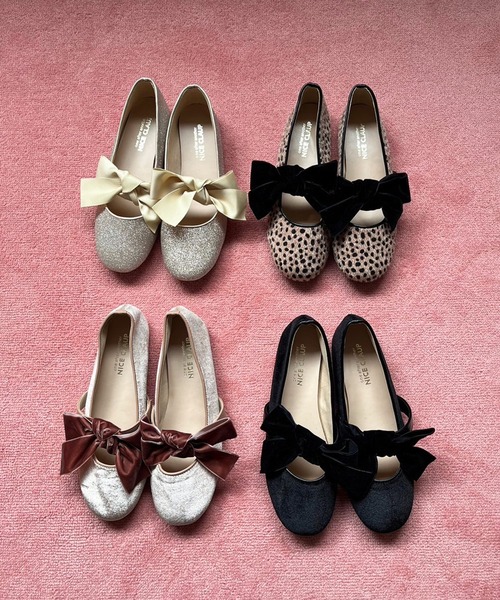 one after another NICE CLAUP（ワンアフターアナザーナイスクラップ）の「リボンカンフーシューズ/WEB限定アイテム（バレエシューズ・レディース・ゴールド/レオパード・LL/S/M/L）」の15枚目の写真