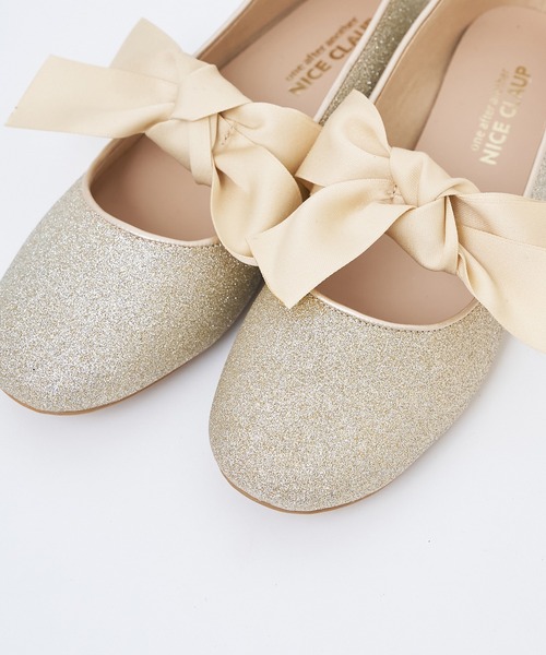 one after another NICE CLAUP（ワンアフターアナザーナイスクラップ）の「リボンカンフーシューズ/WEB限定アイテム（バレエシューズ・レディース・ゴールド/レオパード・LL/S/M/L）」の10枚目の写真