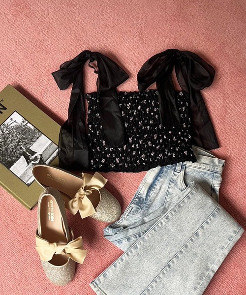 one after another NICE CLAUP（ワンアフターアナザーナイスクラップ）の「リボンカンフーシューズ/WEB限定アイテム（バレエシューズ・レディース・ゴールド/レオパード・LL/S/M/L）」の7枚目の写真