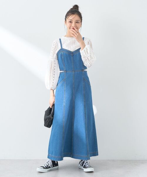 earth music&ecology（アースミュージックアンドエコロジー）の「サイドカットデニムキャミワンピース（ワンピース・レディース・ブラック/インディゴブルー・FREE）」の21枚目の写真