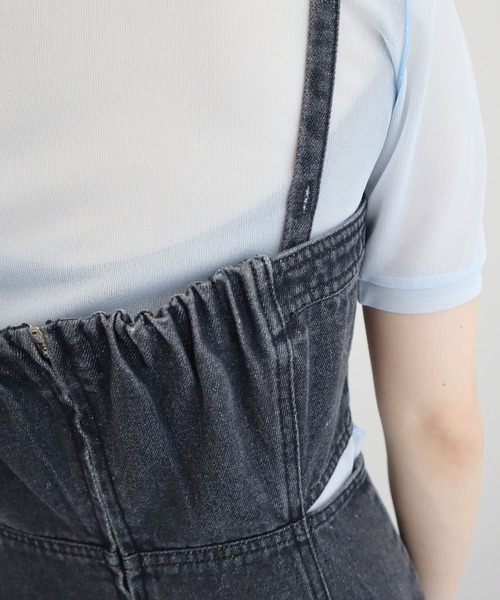 earth music&ecology（アースミュージックアンドエコロジー）の「サイドカットデニムキャミワンピース（ワンピース・レディース・ブラック/インディゴブルー・FREE）」の16枚目の写真