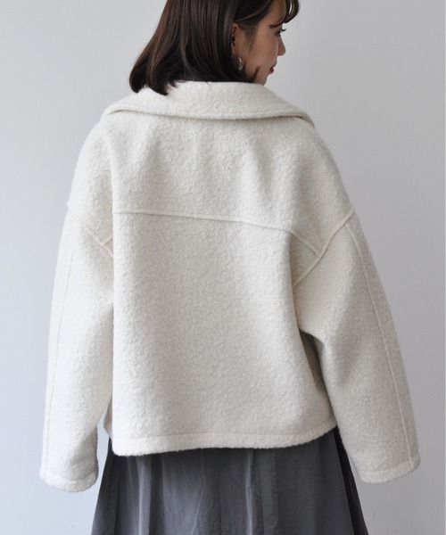 Meli rich（メリーリッチ）の「フロントダブルポケット付きジップブルゾン（ブルゾン・レディース・ブラック/アイボリー/ブラウン・MEDIUM）」の12枚目の写真