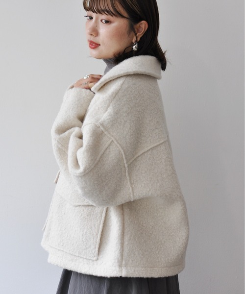 Meli rich（メリーリッチ）の「フロントダブルポケット付きジップブルゾン（ブルゾン・レディース・ブラック/アイボリー/ブラウン・MEDIUM）」の16枚目の写真