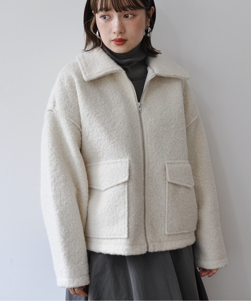 Meli rich（メリーリッチ）の「フロントダブルポケット付きジップブルゾン（ブルゾン・レディース・ブラック/アイボリー/ブラウン・MEDIUM）」の17枚目の写真