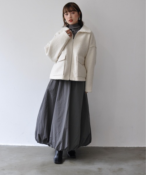 Meli rich（メリーリッチ）の「フロントダブルポケット付きジップブルゾン（ブルゾン・レディース・ブラック/アイボリー/ブラウン・MEDIUM）」の21枚目の写真