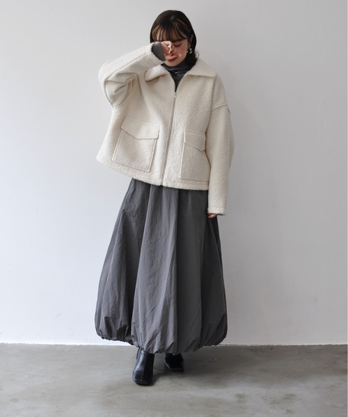 Meli rich（メリーリッチ）の「フロントダブルポケット付きジップブルゾン（ブルゾン・レディース・ブラック/アイボリー/ブラウン・MEDIUM）」の22枚目の写真