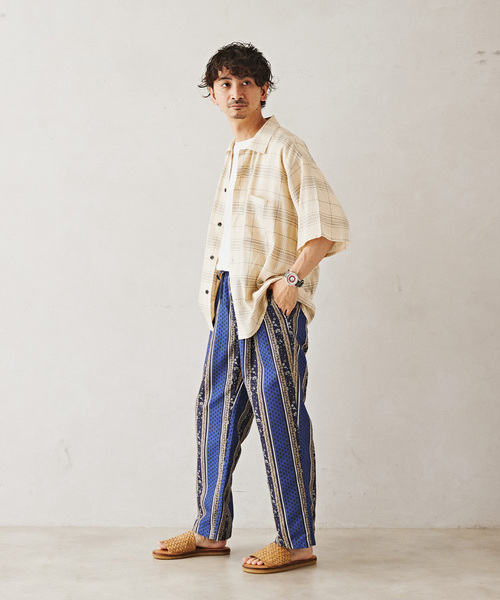 JOURNAL STANDARD relume（ジャーナルスタンダード　レリューム）の「Relume Jeans レーヨンチェック半袖シャツ（シャツ/ブラウス・メンズ・オレンジ/アイボリー/ネイビー・MEDIUM/LARGE）」の7枚目の写真