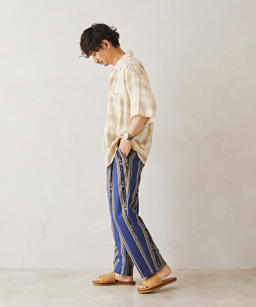 JOURNAL STANDARD relume（ジャーナルスタンダード　レリューム）の「Relume Jeans レーヨンチェック半袖シャツ（シャツ/ブラウス・メンズ・オレンジ/アイボリー/ネイビー・MEDIUM/LARGE）」の8枚目の写真