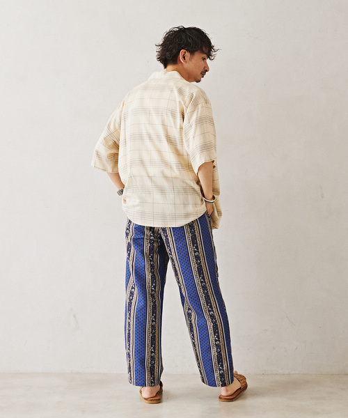 JOURNAL STANDARD relume（ジャーナルスタンダード　レリューム）の「Relume Jeans レーヨンチェック半袖シャツ（シャツ/ブラウス・メンズ・オレンジ/アイボリー/ネイビー・MEDIUM/LARGE）」の9枚目の写真