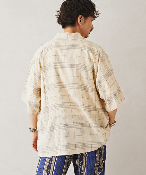 JOURNAL STANDARD relume（ジャーナルスタンダード　レリューム）の「Relume Jeans レーヨンチェック半袖シャツ（シャツ/ブラウス・メンズ・オレンジ/アイボリー/ネイビー・MEDIUM/LARGE）」の15枚目の写真