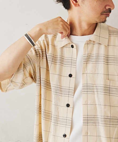 JOURNAL STANDARD relume（ジャーナルスタンダード　レリューム）の「Relume Jeans レーヨンチェック半袖シャツ（シャツ/ブラウス・メンズ・オレンジ/アイボリー/ネイビー・MEDIUM/LARGE）」の16枚目の写真