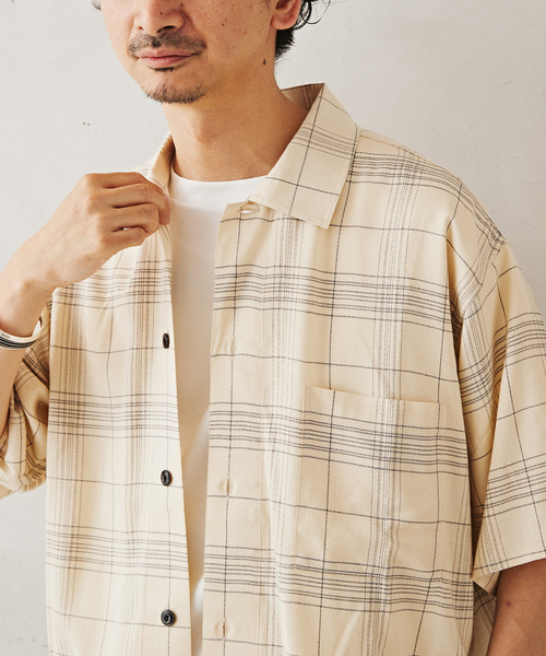 JOURNAL STANDARD relume（ジャーナルスタンダード　レリューム）の「Relume Jeans レーヨンチェック半袖シャツ（シャツ/ブラウス・メンズ・オレンジ/アイボリー/ネイビー・MEDIUM/LARGE）」の17枚目の写真