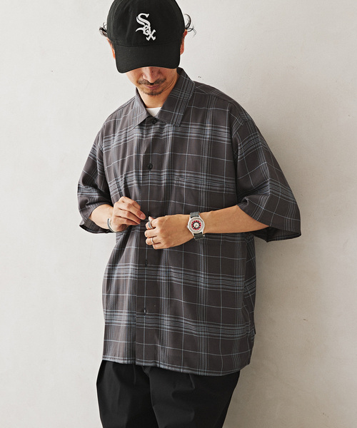 JOURNAL STANDARD relume（ジャーナルスタンダード　レリューム）の「Relume Jeans レーヨンチェック半袖シャツ（シャツ/ブラウス・メンズ・オレンジ/アイボリー/ネイビー・MEDIUM/LARGE）」の22枚目の写真