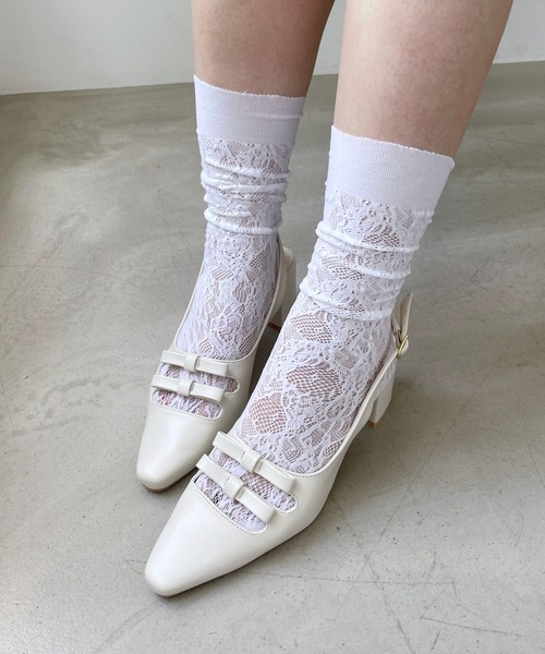 Heather（ヘザー）の「Wリボンミュールサンダル  133250（サンダル・レディース・オフホワイト/ブラック・M/L）」の16枚目の写真