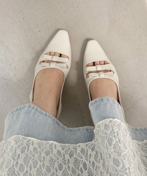 Heather（ヘザー）の「Wリボンミュールサンダル  133250（サンダル・レディース・オフホワイト/ブラック・M/L）」の17枚目の写真