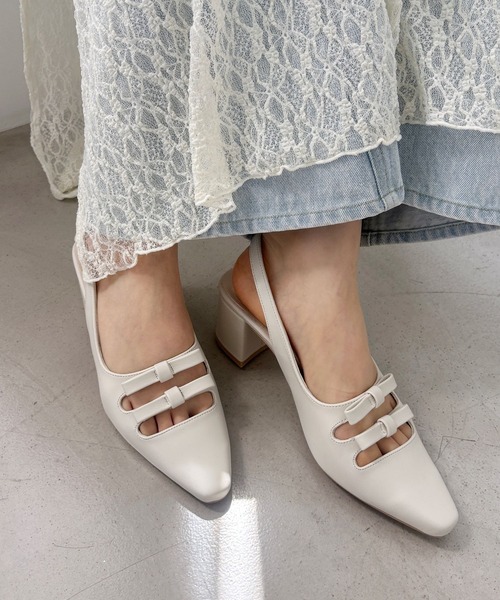 Heather（ヘザー）の「Wリボンミュールサンダル  133250（サンダル・レディース・オフホワイト/ブラック・M/L）」の18枚目の写真