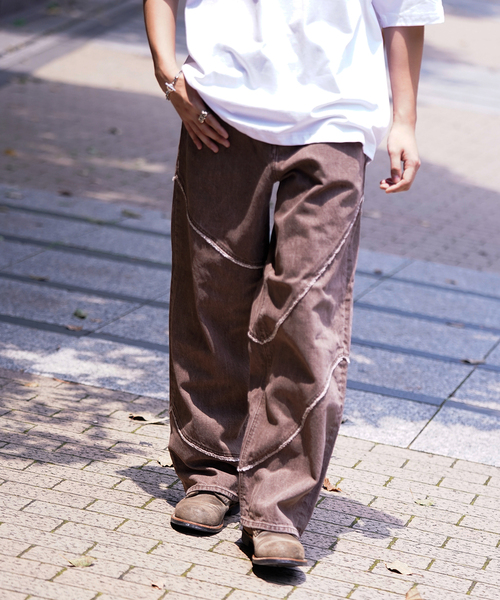 JIEDA（ジエダ）の「JieDa COLOR DISTORTED DENIM PANTS　JIE-24W-PT05（デニムパンツ・メンズ・ブラウン・1/2）」の3枚目の写真