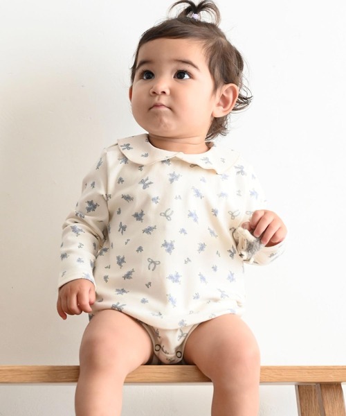 ゆ*う様 新品未使用 popelin 18-24m ロンパース Popelin】Floral print romper suit with bow ロンパース 12/18m
