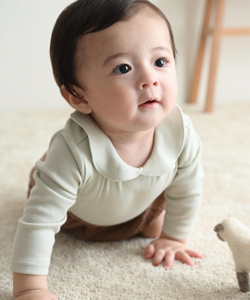 ゆ*う様 新品未使用 popelin 18-24m ロンパース Popelin 25SS 〉 romper suit with baby collar / cashmere