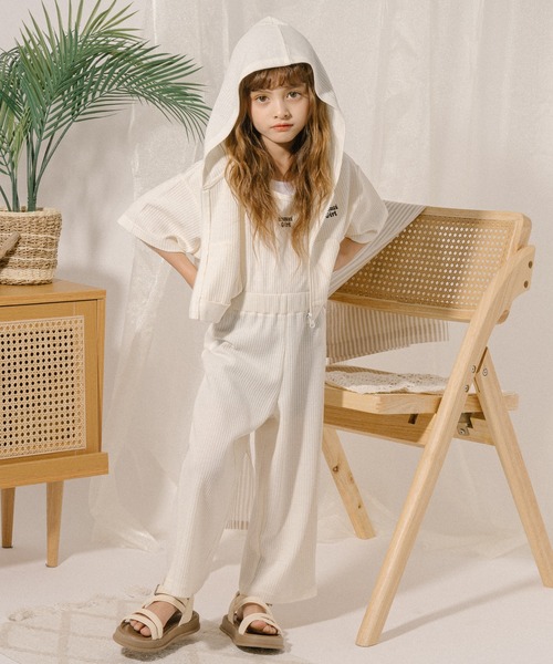 URBAN CHERRY（アーバンチェリー）の「【さらっと触感】ワッフルクロップドフードパーカー（パーカー・キッズ・ブルー/ブラック/ホワイト・110cm/120cm/130cm/140cm/150cm）」の9枚目の写真