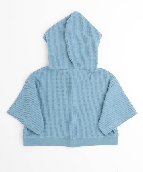 URBAN CHERRY（アーバンチェリー）の「【さらっと触感】ワッフルクロップドフードパーカー（パーカー・キッズ・ブルー/ブラック/ホワイト・110cm/120cm/130cm/140cm/150cm）」の15枚目の写真