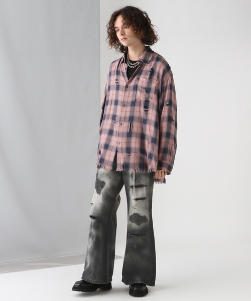 HARE（ハレ）の「マダラダメージデニムパンツ(HARE)（デニムパンツ・メンズ・ブラック/インディゴブルー・SMALL/MEDIUM）」の20枚目の写真