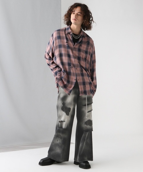 HARE（ハレ）の「マダラダメージデニムパンツ(HARE)（デニムパンツ・メンズ・ブラック/インディゴブルー・SMALL/MEDIUM）」の19枚目の写真