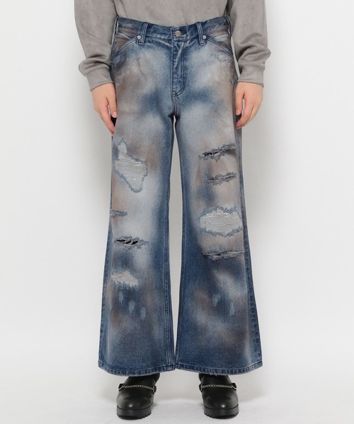 HARE（ハレ）の「マダラダメージデニムパンツ(HARE)（デニムパンツ・メンズ・ブラック/インディゴブルー・SMALL/MEDIUM）」の12枚目の写真