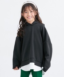 フード付き黒長袖Tシャツ フード付きtシャツ ロングtシャツ レディース tシャツ