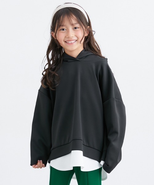 セール】重ね着風 フード付き長袖Tシャツ（Tシャツ/カットソー