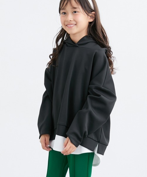 重ね着風 フード付き長袖Tシャツ（Tシャツ/カットソー）｜QUNTSTYLE