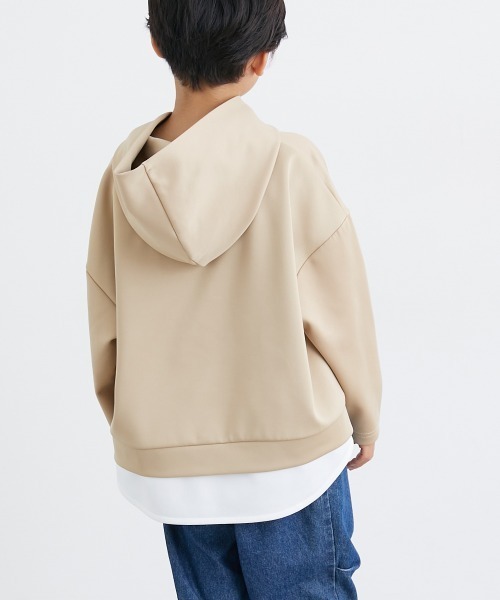 重ね着風 フード付き長袖Tシャツ（Tシャツ/カットソー）｜QUNTSTYLE