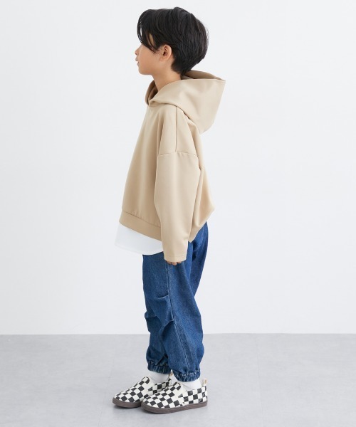 QUNTSTYLE（キュントスタイル）の「重ね着風 フード付き長袖Tシャツ（Tシャツ/カットソー・キッズ・ベージュ/ブラック/カーキ・120/130/140/150/160/100/110/170）」の11枚目の写真