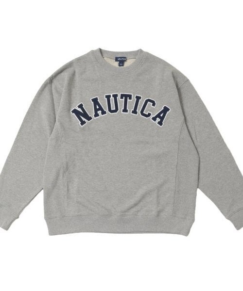 NAUTICA（ノーティカ）の「【大人向けサイズあり】【NAUTICA】フロントロゴアップリケトレーナー（スウェット・キッズ・グレー/ブラック/エメラルド/ネイビー・M/XL/L）」の2枚目の写真