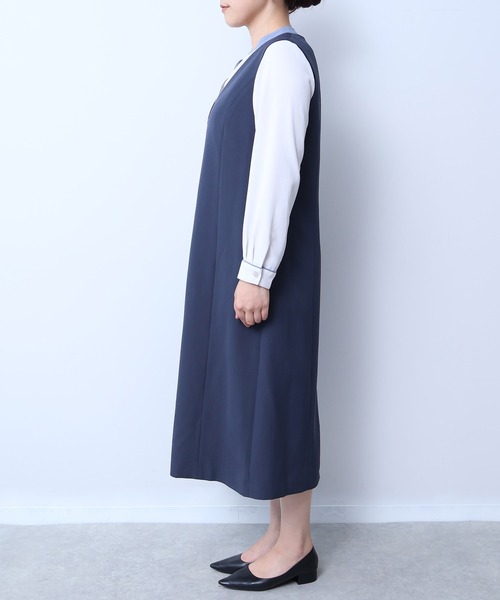 fleur by mint breeze(フルールバイミントブリーズ)の「【L~5L 大きいサイズ】ダブルクロスナロージャンスカ(ジャンパースカート・レディース・ネイビー/ブラック・LL/3L/4L/5L/L)」の14枚目の写真