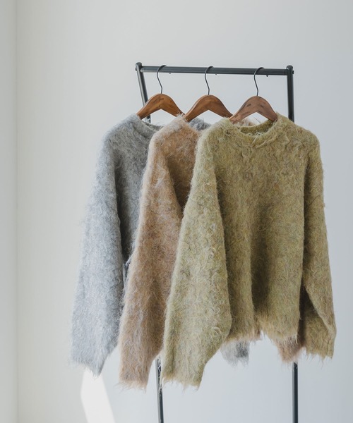 rectangle（レクタングル）の「ミックスカラーシャギーニット（ニット/セーター・レディース・グリーン系/オレンジ系/グレー系・FREE）」の4枚目の写真