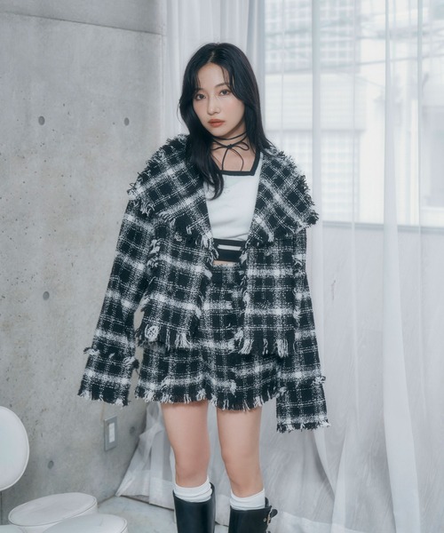 【セール】フリンジチェックショーパン（その他パンツ）｜ANDGEEBEE（アンジービー）