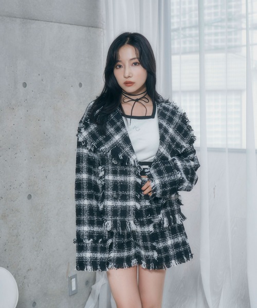 【セール】フリンジチェックショーパン（その他パンツ）｜ANDGEEBEE（アンジービー）