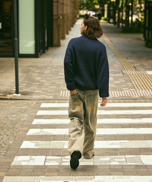 セール】限定展開 リラックスフィット 畦編み ハーフジップ ニット