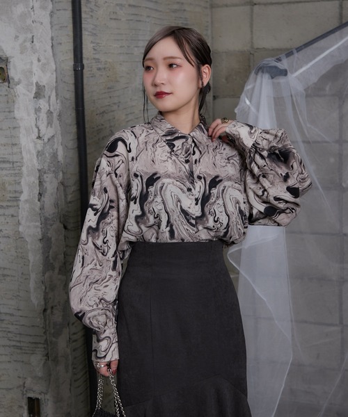 Mavie..7 柄シャツ Mavie..7】シアー柄シャツ（シャツ/ブラウス）｜Mavie..7