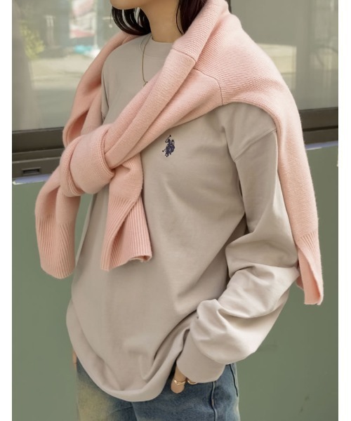 U.S. POLO ASSN.（ユーエスポロアッスン）の「[U.S. POLO ASSN.][別注][大きいサイズ有]ユニセックスワンポイント刺繍長袖Tシャツ（Tシャツ/カットソー・レディース・ネイビー/アイボリー/オートミール・MEDIUM/LARGE/X-LARGE）」の5枚目の写真
