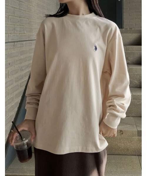 U.S. POLO ASSN.（ユーエスポロアッスン）の「[U.S. POLO ASSN.][別注][大きいサイズ有]ユニセックスワンポイント刺繍長袖Tシャツ（Tシャツ/カットソー・レディース・ネイビー/アイボリー/オートミール・MEDIUM/LARGE/X-LARGE）」の8枚目の写真